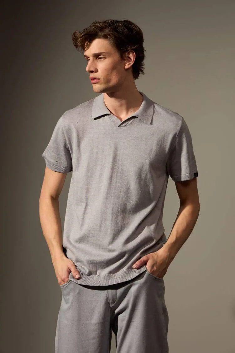 POLO TRICÔ LEME - CINZA