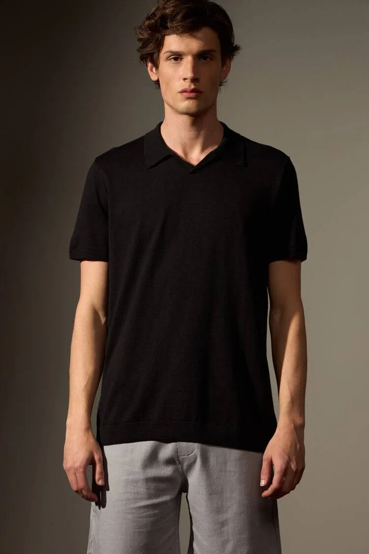 POLO TRICÔ LEME - PRETO