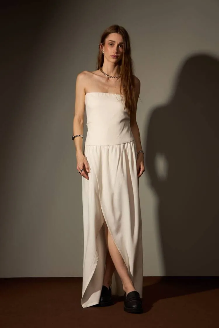VESTIDO CERRADO LINHO - OFF WHITE