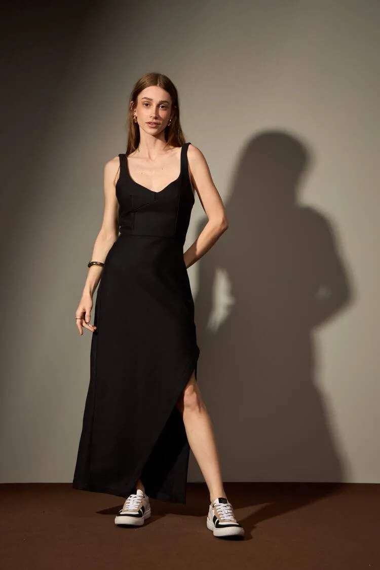 VESTIDO MIDI JARDIM - PRETO